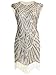 Vijiv Art Deco Great Gatsby Inspired Tassel Beaded 1920s Flapper Dress, Beige, Medium
