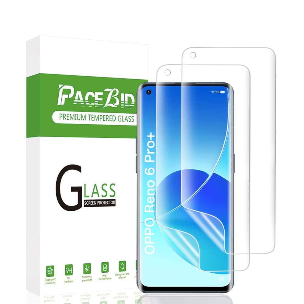 PaceBid Pack of 2 Screen Protectors Compatible with OPPO Reno 6 Pro Plus 5G, [High Sensitivity] [Face ID Complete] [Bubble-] Full Coverage Soft TPU Screen Protector for OPPO Reno 6 Pro Plus 5G