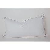 Eastwarmth King Size Goose Down Feather Hotel Collection Bed Pillows with Grey Piping for Sleeping,100% Cotton Cover White Color King(20x36IN) One Pillow