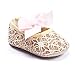 Kuner Baby Girls Lace Bow Pattern Soft Sole Princess Shoes First Walkers Shoes (12cm(6-12months) Golden)