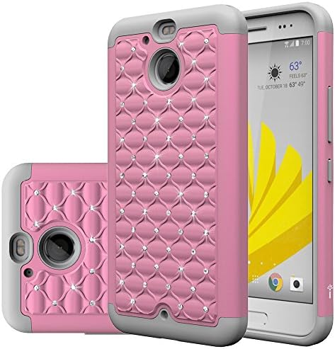 HTC Bolt Case, Eflistone[Shock Absorption] Drop Protection Hybrid Armor Defender Protective Case Cover for HTC Bolt (Pink/Grey)