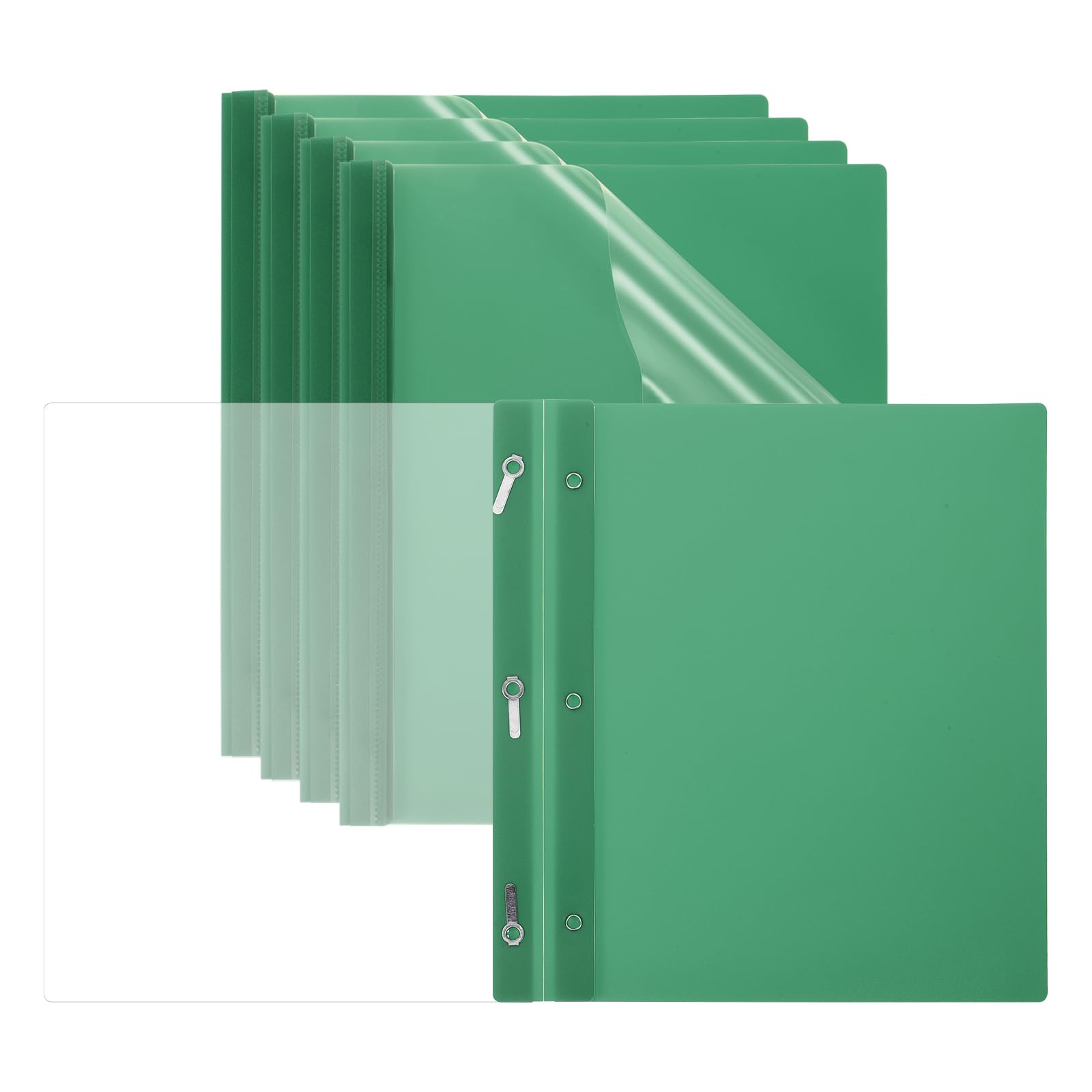 PATIKIL Plastic Report Covers with Prong, 5 Pcs 80 Sheet Capacity Clear Front Presentation Binders with 3 Metal Prong Fasteners Report Folder for Resume Documents Files Letter, Green