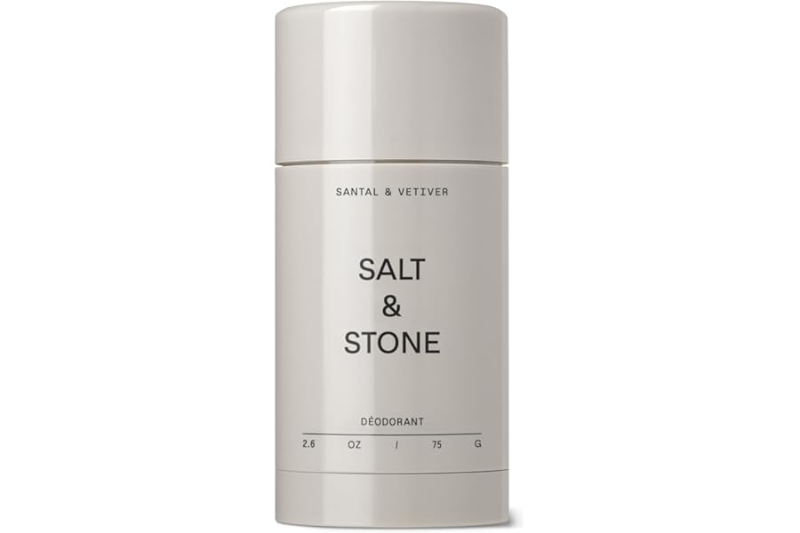 Salt & Stone Aluminum Free Deodorant | Extra Strength 48 Hour Protection for Women & Men | Made with Seaweed Extracts, Niacinamide & Prebiotics | Santal & Vetiver