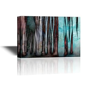 Canvas Wall Art - Abstract Mysterious Trees in The Mist - Gallery Wrap Modern Home Art | Ready to Hang - 12x18 inches
