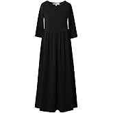 Perfashion Girls Maxi Dress,Cotton,Casual,Sleeveless/Long Sleeve Crew Neck 6-15Y