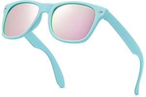 LEICO FASHION Kids Polarized Retro Sunglasses for Boys Girls Age 3-12 Shatterproof UV Protection Toddler Children Sun Glasses