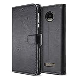 B BELK Motorola Moto Z Force Case, Retro Vintage Leather Wallet Case for Motorola Moto Z Force Droid Edition (Verizon), Classic Magnetical Snap Folio Flip Card Cover with Stand Function - Black