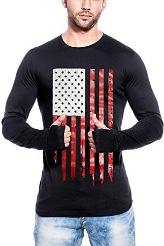 SCATCHITE Printed Thumbhole Black Cotton Tshirt