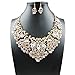 Yuhuan Women's Luxury Rhinestone Statement Necklace Earrings Gold Wedding Costume Jewelry Set