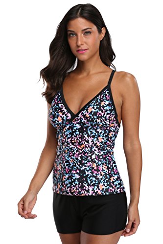 Sociala Women's Printed Tankini Set Two Piece Swimsuits Bathing Suits Swimwear