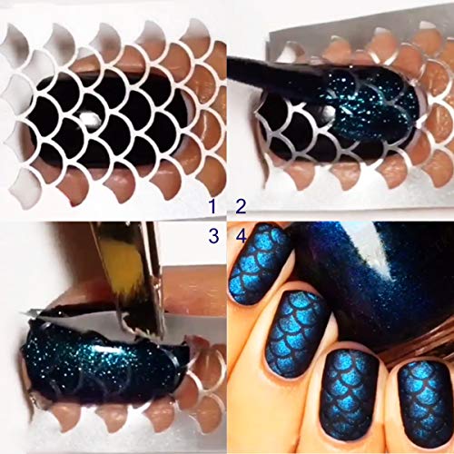 Yebeauty Nail Sticker, Nail Stencils Hollow Out Nail Art Sticker for Nail Decals, Nail Airbrush Stencils Accessories, 24 Sheets-144 Pieces, Pack of 6 - Thumbnail 5