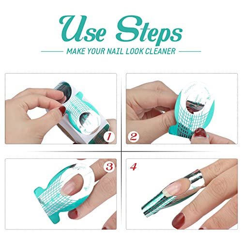 G2PLUS Nail Forms, 500 PCS Nail Art Tip Shape Guide Stickers, Acrylic Gel Manicure Extension Tool for DIY and Home Use Salon Supplies (Green) - Image 5