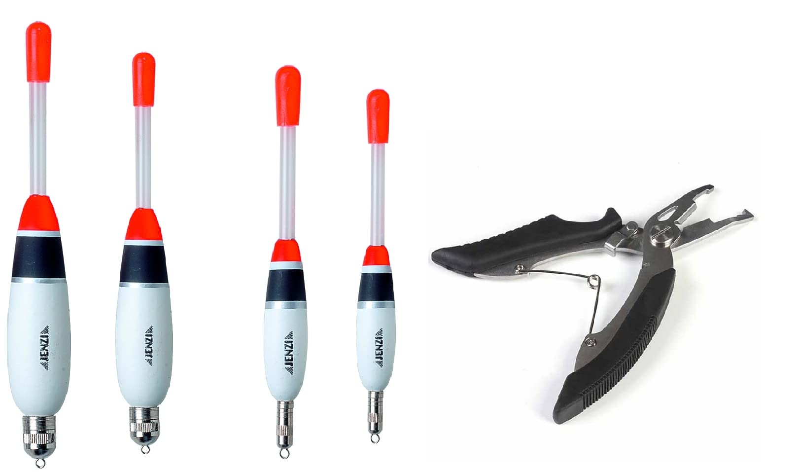 blntackle76 Jenzi Glow Stick Floats Set of 4, Teardrop-shaped, Interchangeable Weights (5-19 g), Size 13.5cm - 15cm, Fishing + Free Scissors