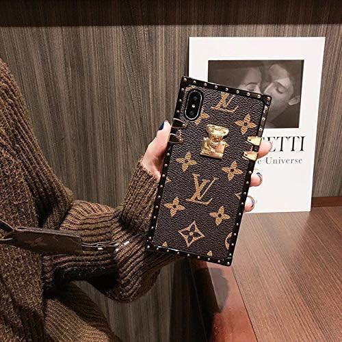 RYANA Vintage Trunk -US Fast Deliver - Luxury Elegant PU Leather Monogram Classic Style Case Cover for Apple (iPhone Xs/X)