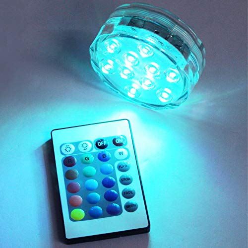 Anchayuan RGB Submersible LED Lights Remote Control 16 MultiColors 4 Modes with 3 AAA Battery