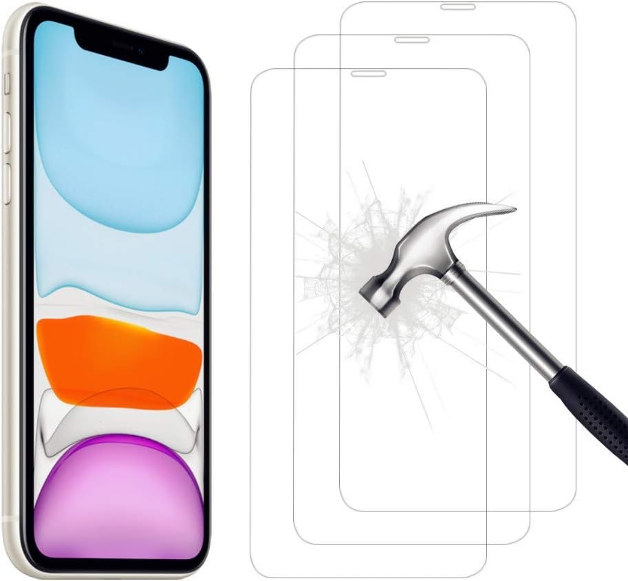 AHABIPERS Tempered Glass for iPhone 11 Screen Protector, Bubble Free, Anti-Fingerprint, Anti-Scratch, Anti-fall, 9H Hardness, 99.99% HD Clarity Tempered Glass Protector for iPhone 11-3 Pack