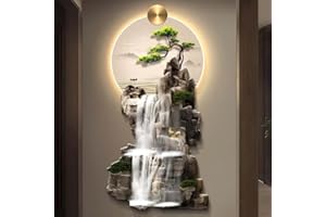 3D Art Decor with Led Light, Oriental Decor Traditional Chinese Wall Hanging Painting, Large Metal Wall Art, for Bedroom Livi