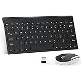 MoKo Wireless Keyboard Mouse, 2.4G Ultra Slim Compact Rechargeable Keyboard and Mouse Combo for Windows, Laptop/Desktop/PC/Computer- Black