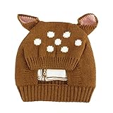CSSD Lovely Deer Autumn Winer Baby Wool Girl Boy Cap Toddler Kids Knitted Hat (Coffee)