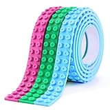 Building Block Tape 3 Rolls Self Adhesive Silicone Strips Loops Construction with LEGO for Kids