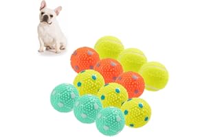 WIGGLYTAIL Dog Balls 12 Pcak, 9 Latex Balls and 3 Tennis Balls for Small Dogs and Puppies for Automatic Dog Ball Launcher(2 Inches)