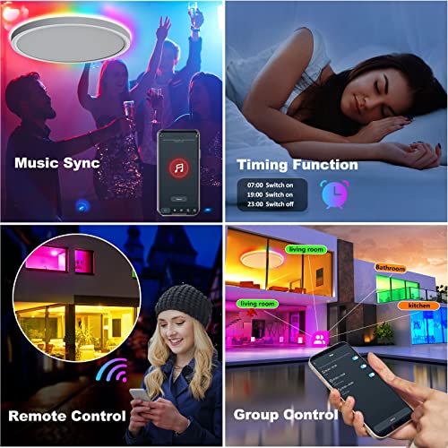 Aphyni AIJIA RGB Smart Ceiling Light 24W 12Inch Ultra Thin Flush
