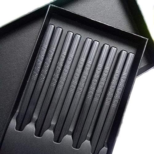 Flowerherd Fiberglass Chopsticks Dishwasher-safe 5 Pairs Reusable Chopsticks Anti-skid Bamboo Leaf Floating Flowers Ripple (floating flower)