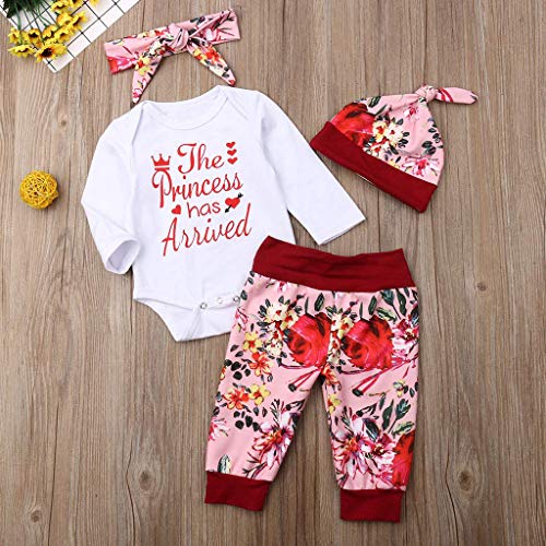 Little Story Children's Long-Sleeved Valentine's Day Floral Print Hakama Climbing Suit Package Fart + Trousers + hat + Red