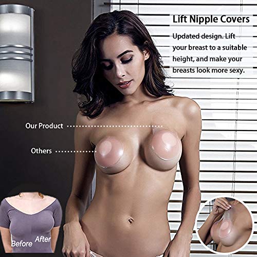 Lift Nipple covers-2 Pack- Adhesive Reusable Breast Lift Nippleless Cover Pasties for Women Nipplecovers