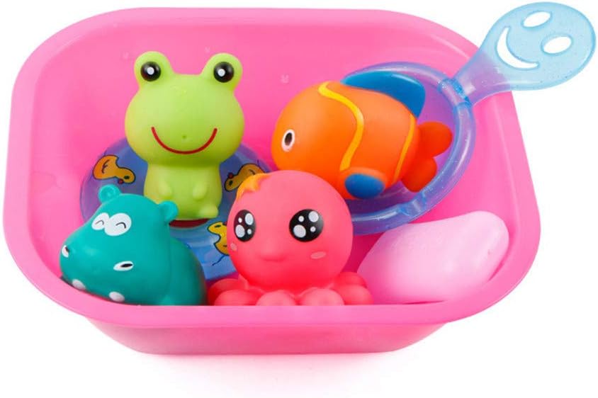 Erwazi Bath Toys Set for Boys and Girls, Stack Cup Sea Animal Spray Bath Toy Whale Cartoon Marine Animals Great White Shark with Teeth Biting Action Water Spray Bear Set for Toddlers & Kids