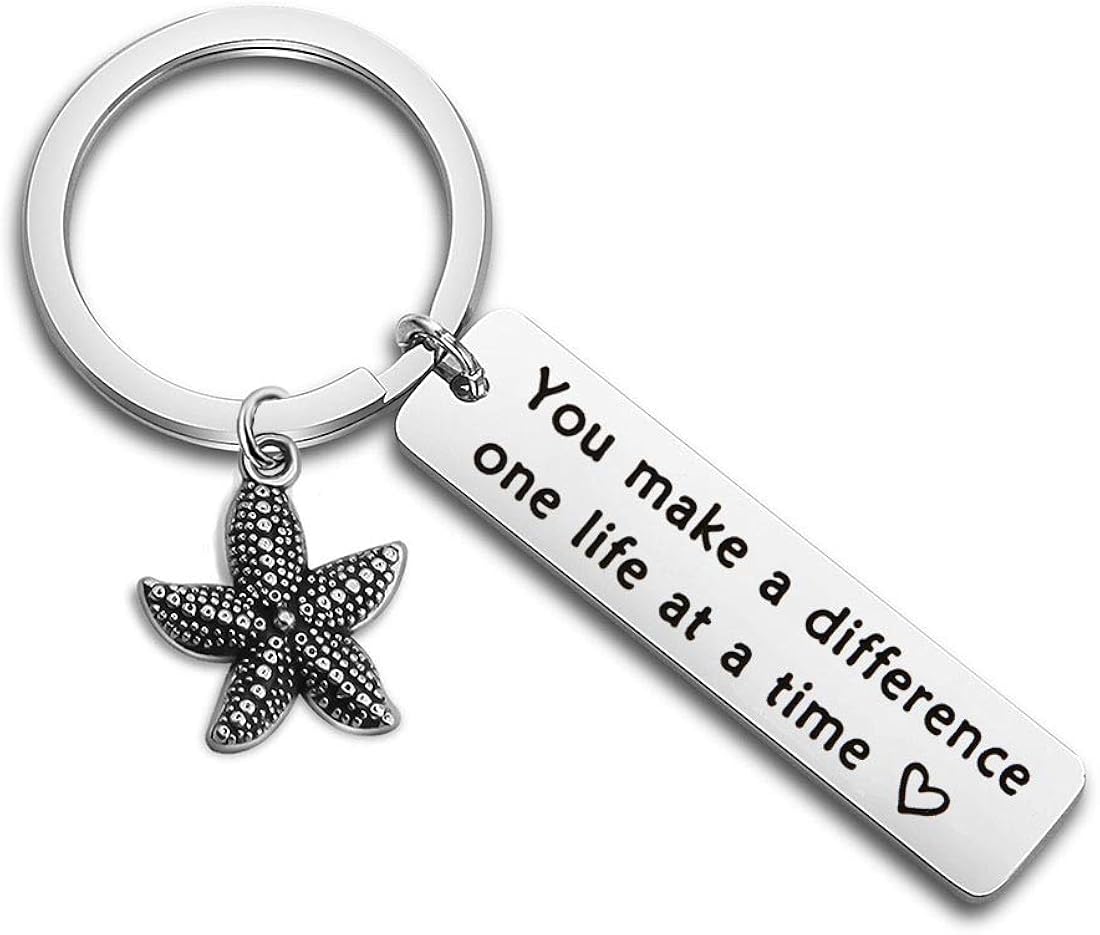 bobauna You Make A Difference Starfish Keychain Appreciation Gift for