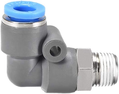 sourcing map Elbow Push to Connect Air Fittings 6mm Tube OD X 1/8PT Male Thread Pneumatic Quick Release Connectors Grey 5Pcs - Image 4