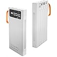 Portable Charger with Built in Cables,Mandarooker 10000mAh Power Bank with LED Lamp Fast Charging USB C External Battery Pack Phone Charger with LED Display for iPhone, Samsung and Cell Phones(White)