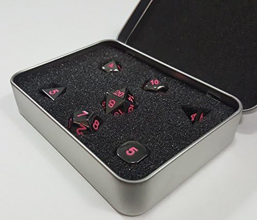Die Hard Metal Dice RPG Set + Metal Case - Sinister Chrome w/ Pink