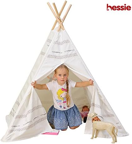 Hessie Canvas Indoor Bedroom Teepee / Tent / Playhouse for Little Boys &amp; Girls, Toddlers Kids - White