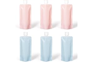 TYLEMAI 6 Pack Travel Pouches for Toiletries, 90ml/3fl oz Fluid Makeup Packing Containers Squeezable Refillable Leakproof Squ
