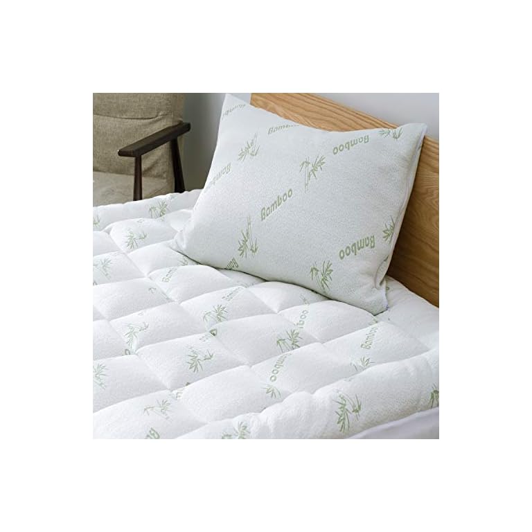Bamboo Mattress Topper Cover Queen With 1 Pillow Protector Cooling
