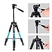 BONFOTO Q111 Camera Tripod 55-inch Compact Lightweight Travel Tripod with Phone Holder Mount for YouTube Phone Live Broadcast Live Chat Projector Gopro and DSLR Canon EOS Nikon Sony Samsung(Blue)