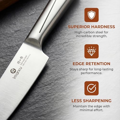 imarku Japanese High Carbon Stainless Steel Knife Set with Block, Precision-Forged Gyutou Kitchen Knives with Built-in Sharpener, Ultra-Sharp 10–15° Edge, Ergonomic Non-Slip Handle, Dishwasher Safe
