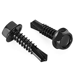 #12 x 1 Hex Washer Head Self Drilling Screws Black