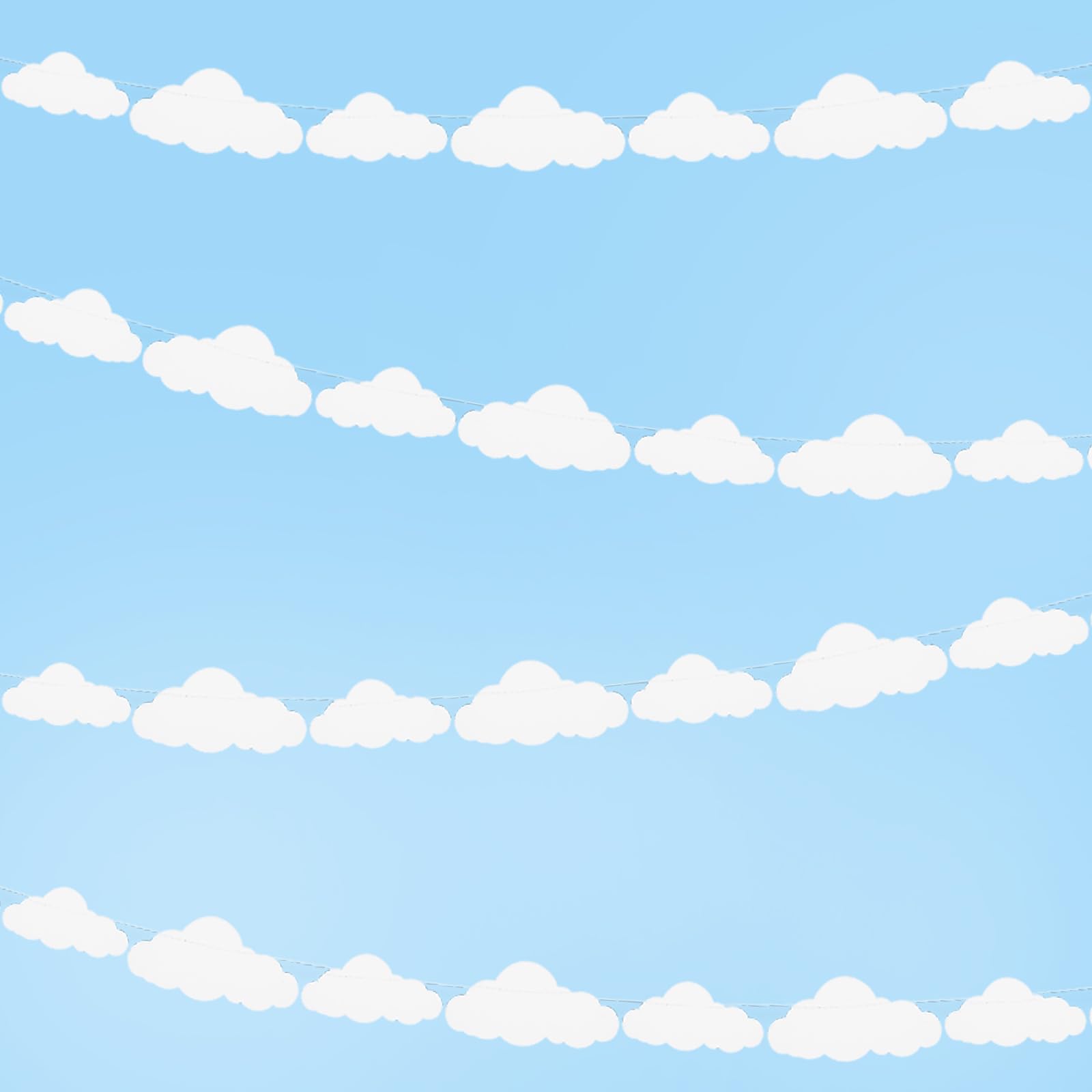 Photo 1 of 2 Pack White Cloud Banner Hanging Ornaments, Clouds Garland Party Decoration Kit, White Cloud Cutouts String Banners, Cloud Wall Decor for Shower Sky Theme Party Decorations