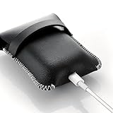 AirPods Case, EloBeth Premium Genuine Leather Protective Cover for Apple Wireless Earphone AirPods Pouch with Charging Port Airpod Accessories for Airpods Charge-Black