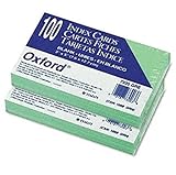 Oxford(R) Colored Recycled Index Cards, Unruled, 3in.x 5in., Green, 2 Pack of 100 Cards