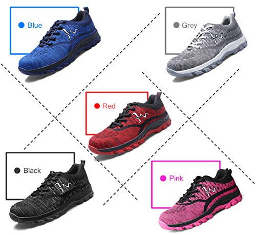 SUADEX Steel Toe Shoes for Men and Women Industrial Construction Work Safety Shoes Sneakers, Outdoor Hiking Trekking Trail Composite Shoes 118-Red Size 9 Women / 7.5 Men - Thumbnail 5