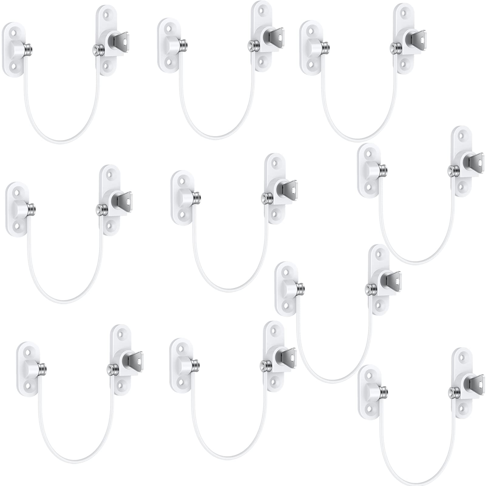 HOMGEN Window Restrictors 10 Pack Reliable Window Locks for Cats 18.5CM/7.3Inch Wire Long Lockable Window Restrictor with Screws &Keys Baby Security Window Locks for UPVC Window