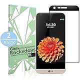 [2 Pack] LG G5 Screen Protector, Rockxdays [Easy Installation] 3D Full Coverage Ultra Clear Film Edge Tempered Glass Screen Protector for LG G5 black