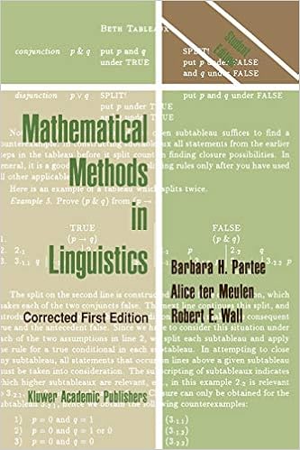 Amazon Com Mathematical Methods In Linguistics Studies In Linguistics And Philosophy 30 Partee Barbara B H Ter Meulen A G Wall R Books Amazon Com Mathematical Methods In Linguistics Studies In Linguistics And Philosophy 30 Partee Barbara B H Ter Meulen A G Wall R Books