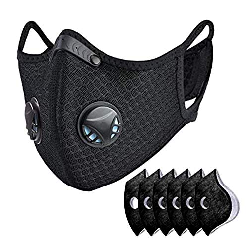 XLXXL Black Mesh Face Mask with 6 Black Carbon Filters Fits Perfect