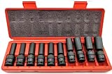 10Pc 3/8" Drive Universal Swivel Deep Impact Socket Set (METRIC) PRO Radius Set