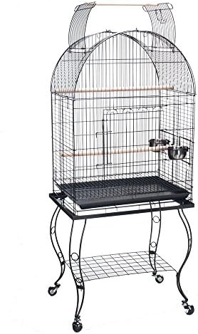 Bird Parrot Cage with Stand Cockatiel Amazon African Grey Caique Conure, 24 X 16 X 62 h